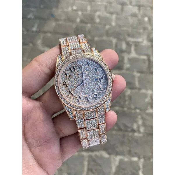 Stainless Steel Rolex Datejust Rose Gold Diamond Watch