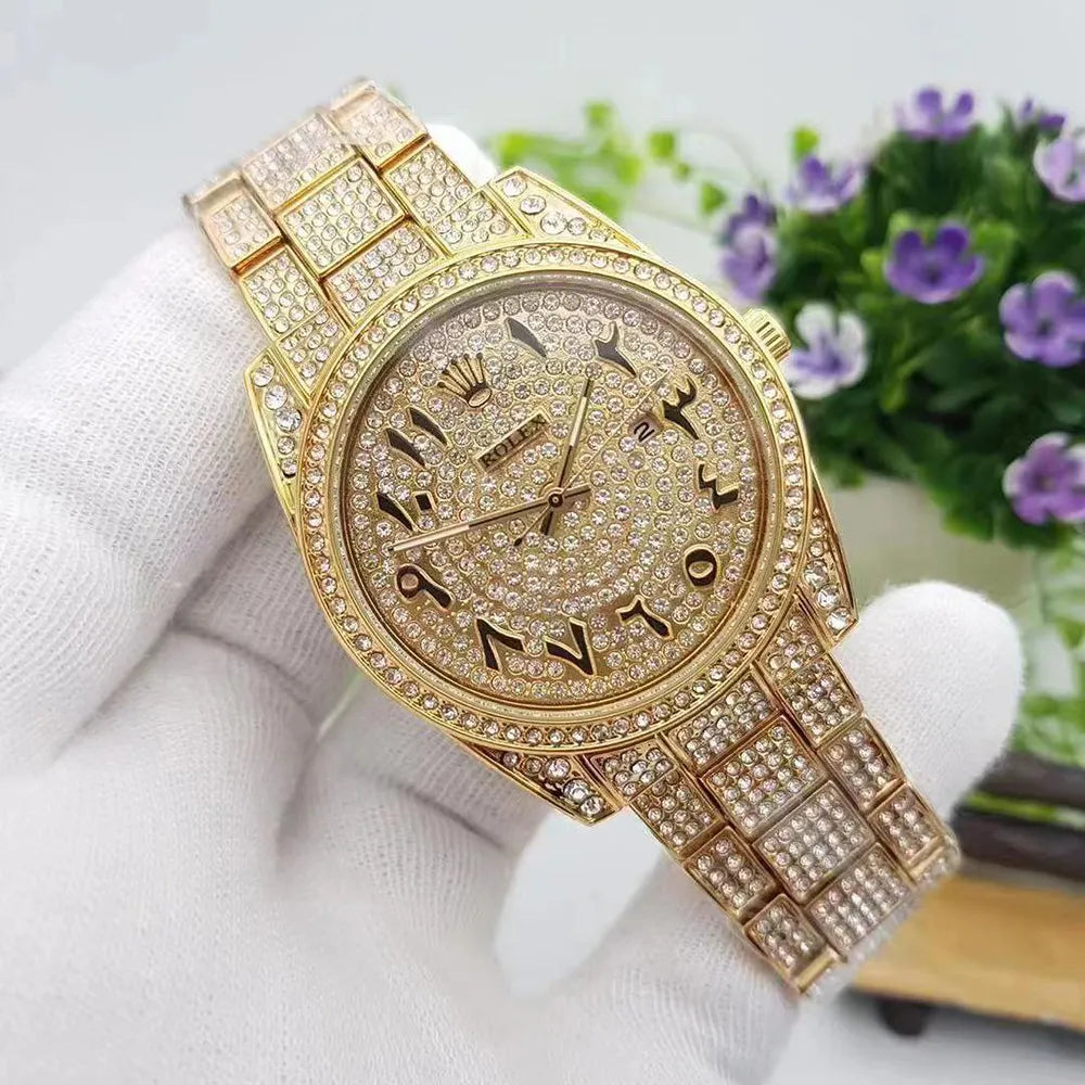 Stainless Steel Rolex Datejust Rose Gold Diamond Watch