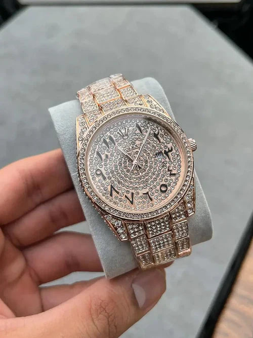 Stainless Steel Rolex Datejust Rose Gold Diamond Watch